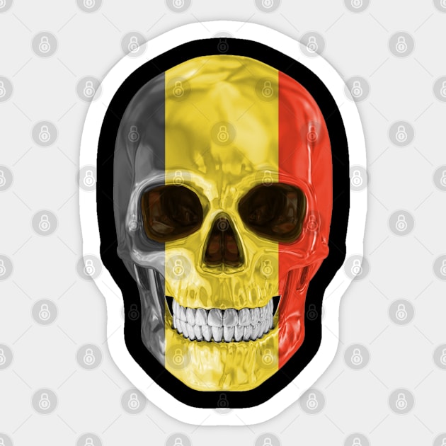 Belgium Flag Skull - Gift for Belgian With Roots From Belgium Sticker by Country Flags